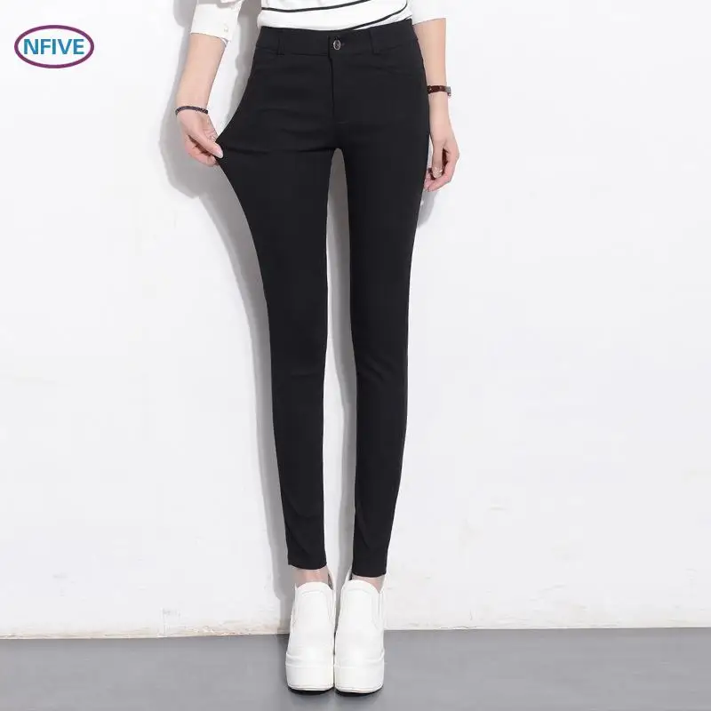 NFIVE бренд 2017 весенние и осенние женские новые брюки Классические тонкие черные
