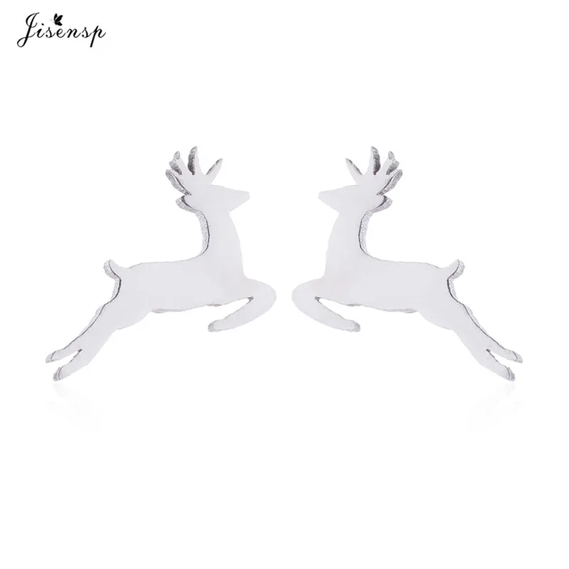 

Jisensp Stainless Steel Deer Charm Necklace Women Cute Antler Horn Animal Chain Necklaces Christmas Jewelry Everyday Collar Gift