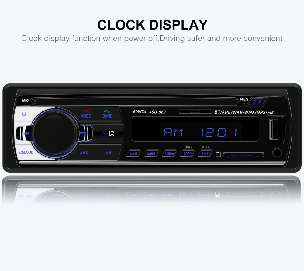 1 Din автомагнитола JSD520 12 в Bluetooth автомобильный стерео In-dash FM Aux вход поддержка Mp3/MP4 USB TF MMC WMA AUX IN TF автомобильный Радио плеер