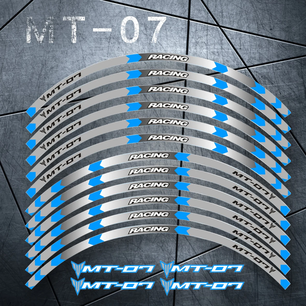 

high quality 4 color for YAMAHA MT-07 motorcycle wheel decals Reflective stickers rim stripes MT 07 motorbike mt07