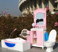 16 doll furniture bathroom set bathtub dressing table toilet 30cm doll house for barbie doll16 house best gift toys