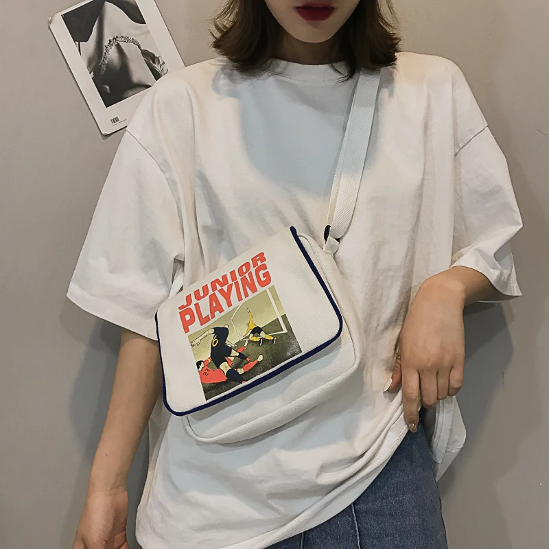 Harajuku холщовая маленькая сумка через плечо, новинка, Женская Студенческая Повседневная сумка на плечо, модная роскошная сумка с мультяшным принтом