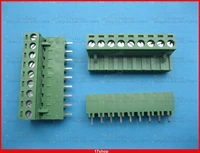 10 pcs 5 08mm straight 9 waypin screw terminal block connector green pluggable