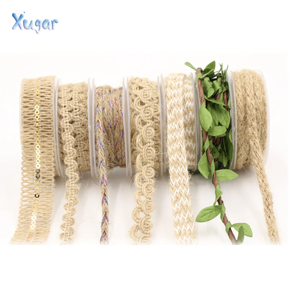 

Xugar 2M/roll Flower Wrapping Packaging Gift Ribbon For Hair Bow DIY Florist Bouquet Hemp Ribbon Gift Boxes Packaging Decoration