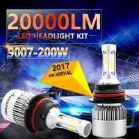 2pcs 9007 6500k hb5 cob dc 9 30v 200w led headlight kit high low beam light bulbs 360 degree lighting
