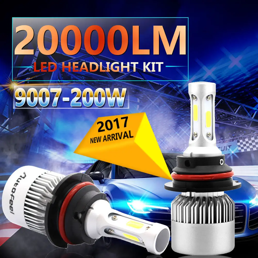 Светодиодный светильник 2 шт. 9007 6500K HB5 COB DC 9 30 в 200 Вт|Передние LED-фары для авто| |