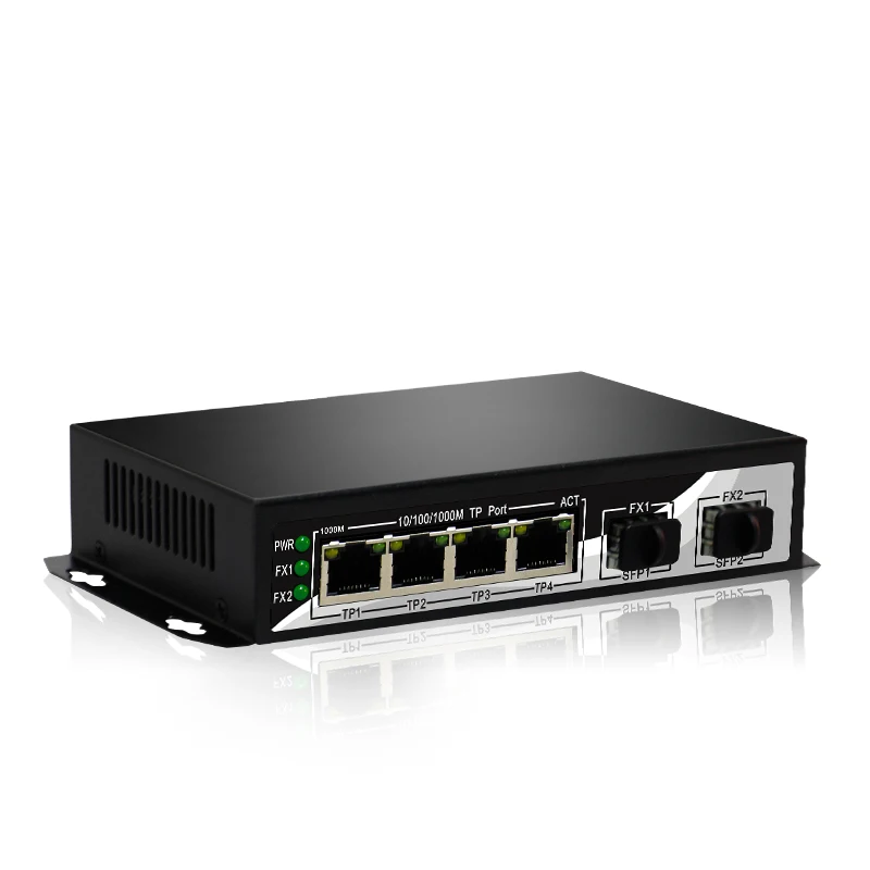 2 SFP волоконно оптический порт 4 порта RJ45 TP 6 портов 10/100 Мбит/с SC гигабитный