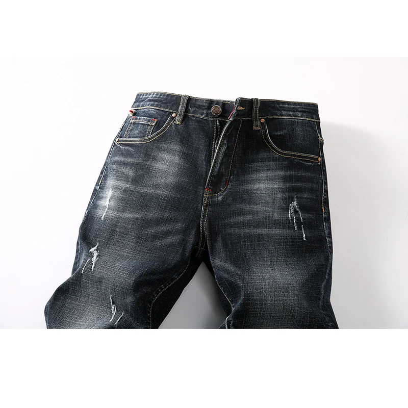 AIRGRACIAS известный бренд Fashion Denim Хлопковые джинсы Для мужчин прямые темно голубой