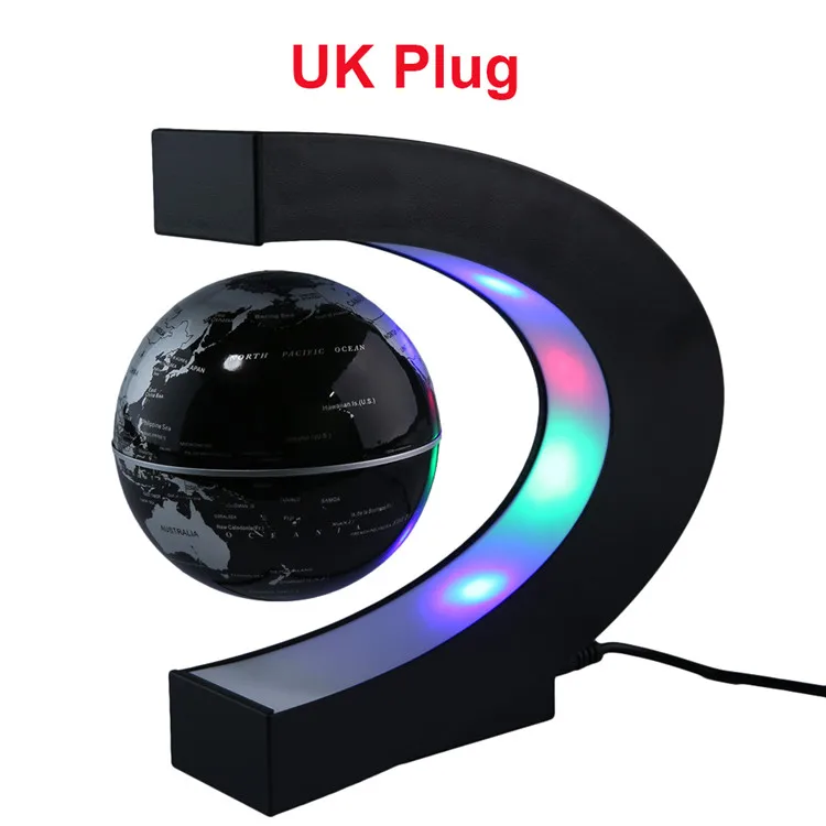 Black UK UK/US/EU штекер C образный светодиодный теллурионный Магнитный левитационный глобус Карта мира плавающий антигравитационный глобус с светодиодный светильник домашний декор - Цвет: Black UK