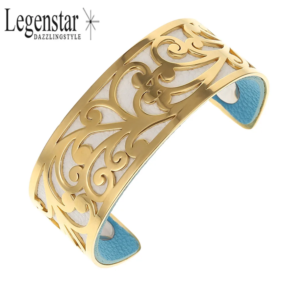 Женский браслет-манжеты Legenstar регулируемый Двусторонний кожаный браслет