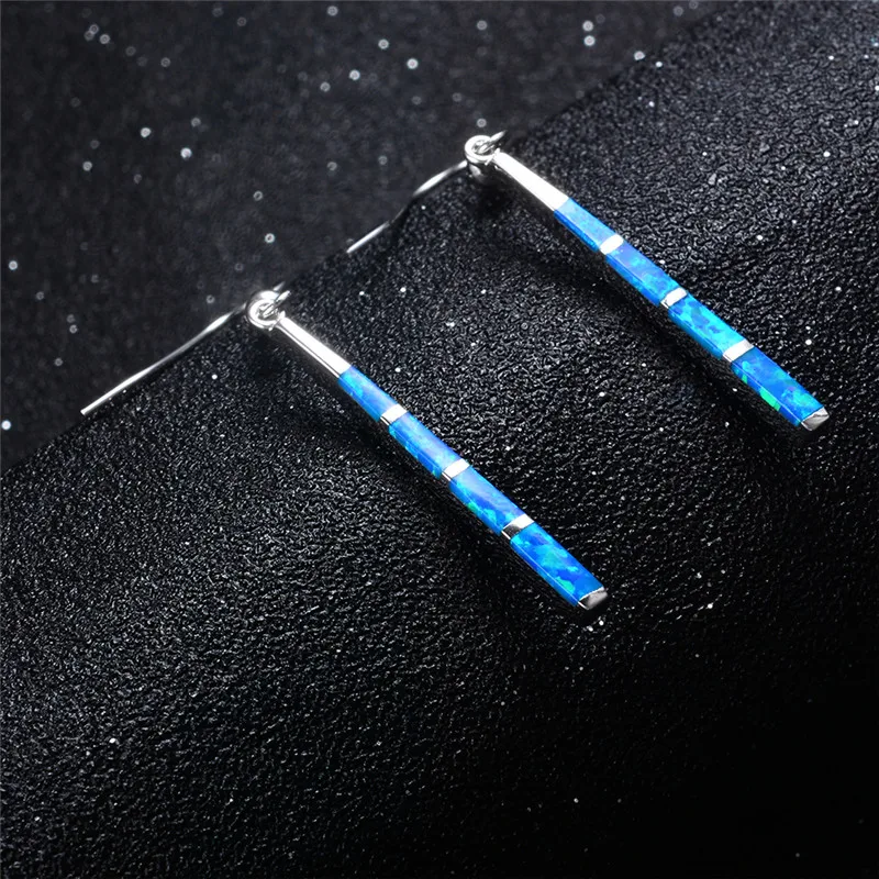 Длинные висячие серьги с голубым огненным опалом для женщин ювелирные изделия