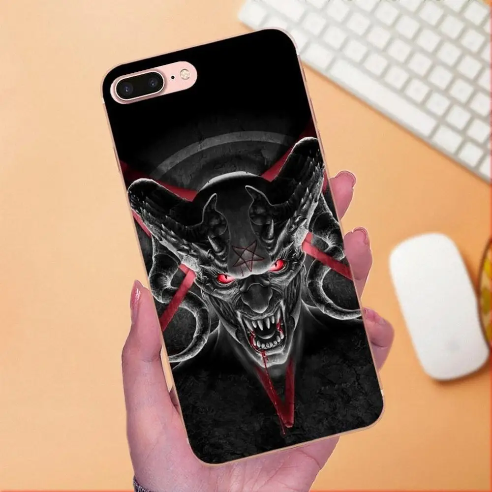 Ультратонкий чехол для телефона с рисунком Satanic Scary Skull модный Apple iPhone 4 5 5C 4S SE 6 6S 7 8
