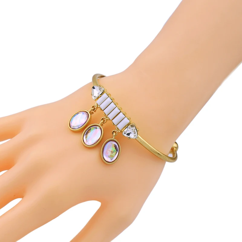 Высокий Польский винт мяч открытый жесткий браслет желтый античный золотистого