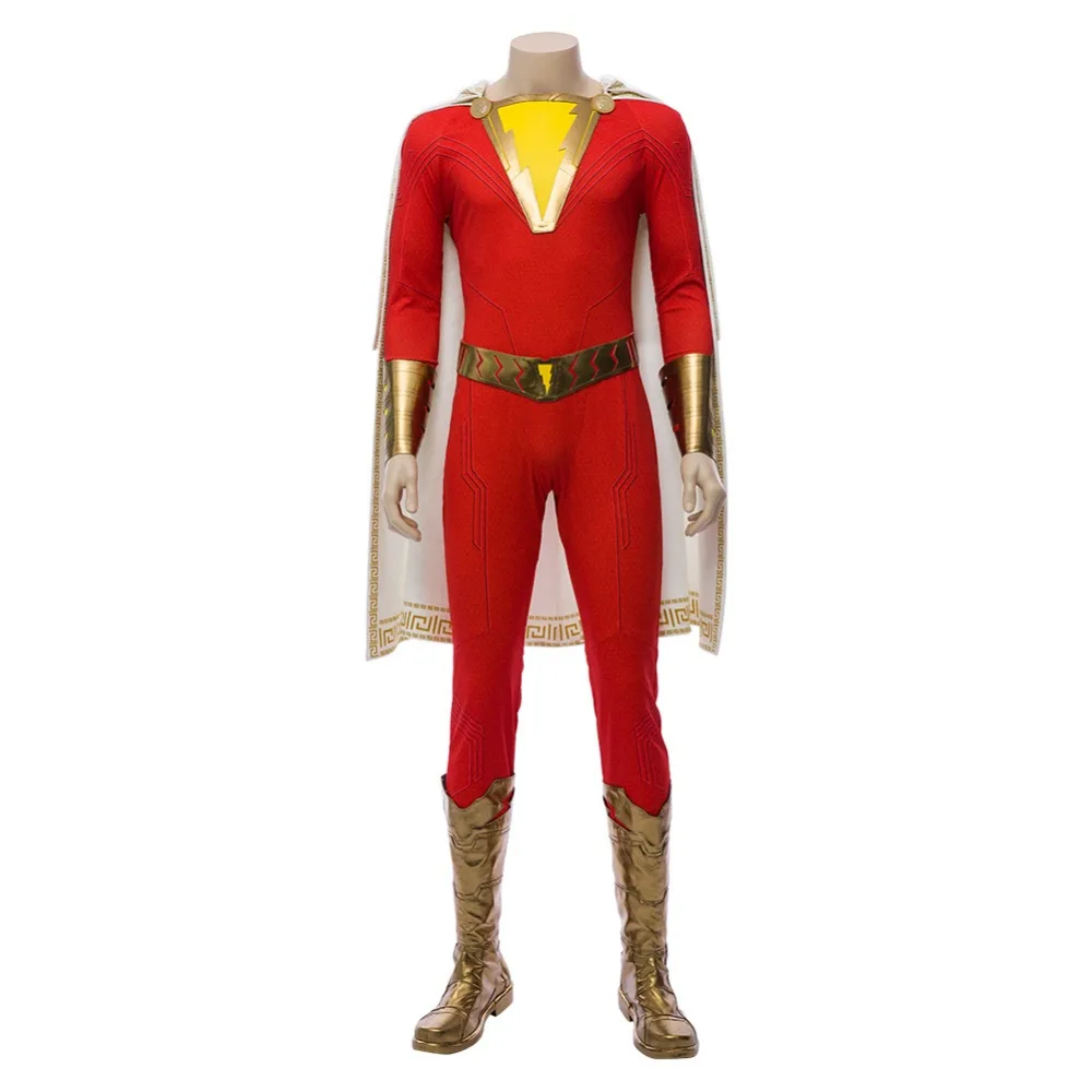 Shazam костюм для косплея Билли бэтсона плащ комбинезон Хэллоуин Карнавальный