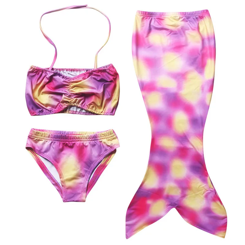 Новый летний купальник рыбий хвост 3 предмета для маленьких девочек розовое мини