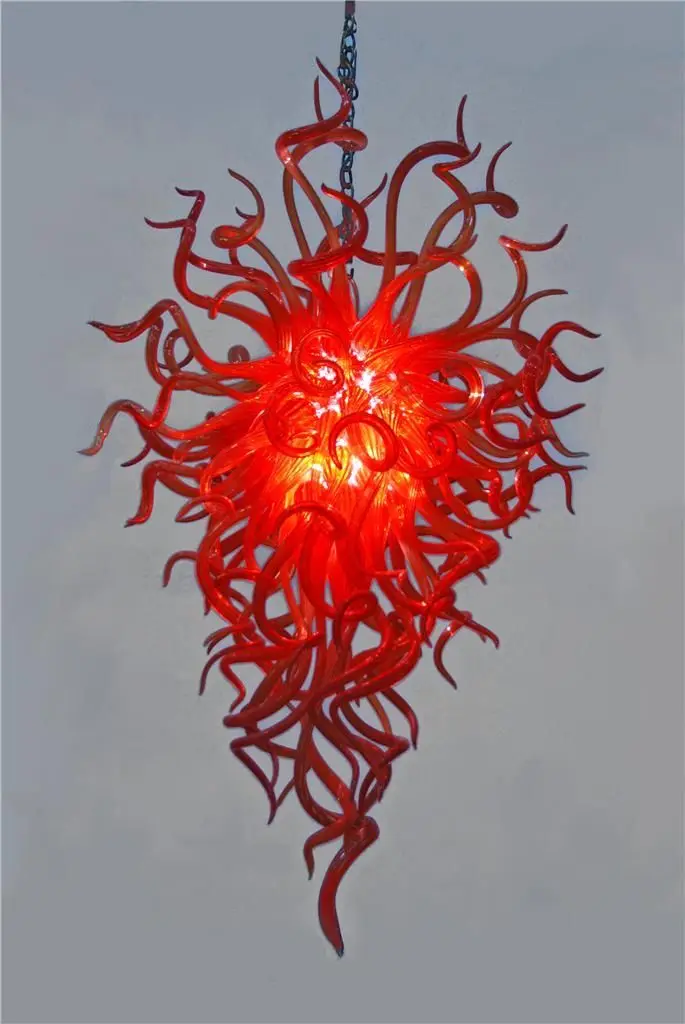 

French Interior Lightings Red Glass Chandelier for Home