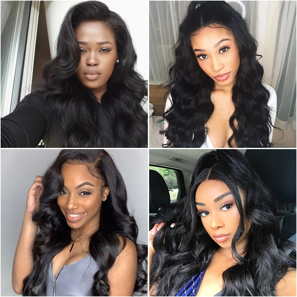 HJ WEAVE BEAUTY 4x4 парик с кружевом бразильские виргинские волосы тела волнистый