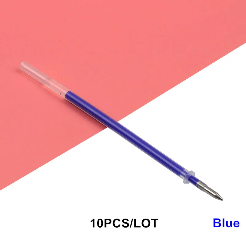 10pcs refill blue 10 шт./лот, горячая стираемая ручка, Офисная гелевая ручка для подписи, сменные магические аксессуары, 0,5 мм, 8 цветов, инструменты для письма, материал Escolar - Цвет: 10pcs refill blue