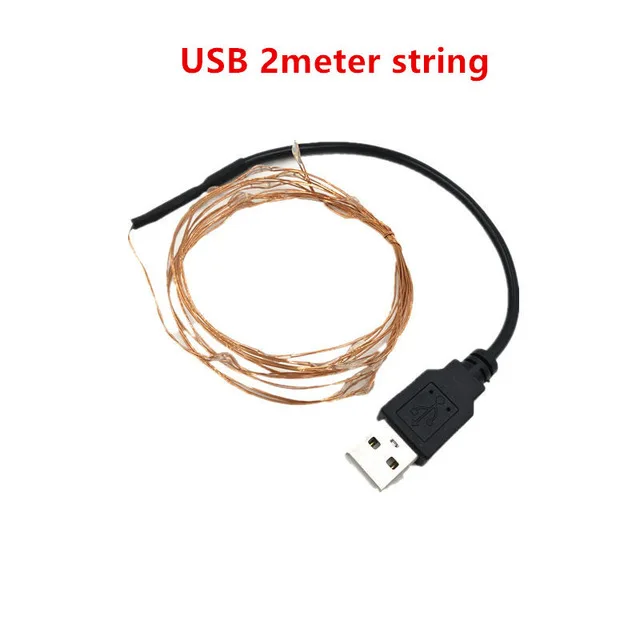 USB 2meter string 50/100/200 светодиодный Солнечный USB лампа светодиодный светильник Водонепроницаемый Медный провод шнура для отдыха на открытом воздухе полосы для рождественской вечеринки Свадебные украшения - Испускаемый цвет: USB 2meter string