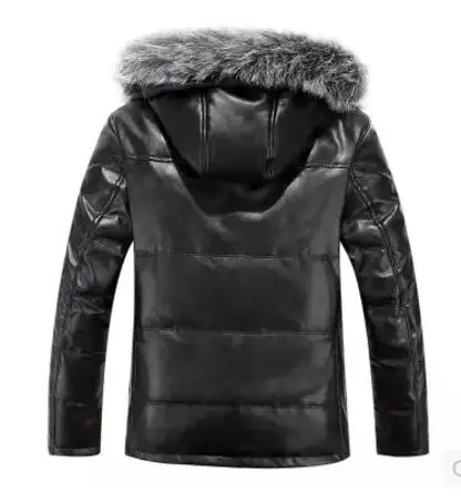 M-3XL, новинка, мужской зимний пуховик из натуральной кожи, Мужская короткая куртка из овчины с воротником из лисьего меха, повседневная куртка с капюшоном