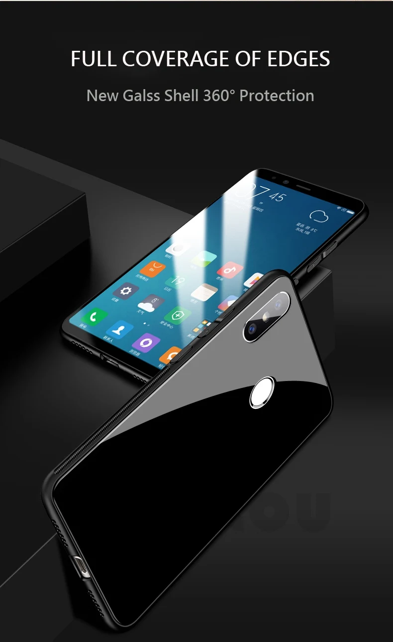 UPaitou чехол из закаленного стекла для Xiaomi Redmi Note 8, 7, 6, 5 Pro Plus, 6A, 4X, 5A Prime, S2, 4A, мягкий чехол из ТПУ с краями, роскошный чехол