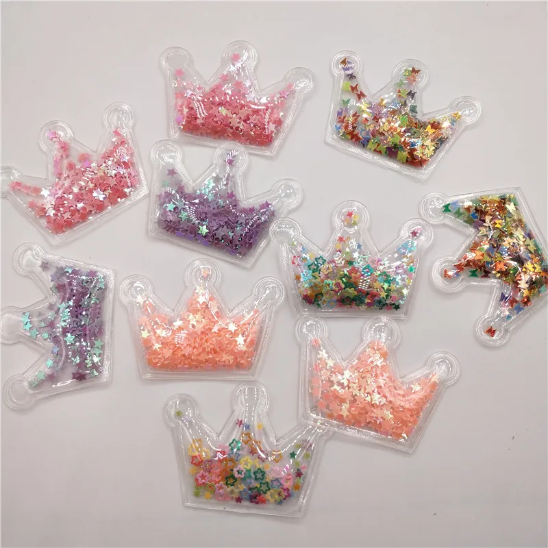 Mix color 10 шт./лот 5,5x4 см Bling блесток Корона Мягкая аппликация для одежды и аксессуаров для волос - Цвет: Mix color