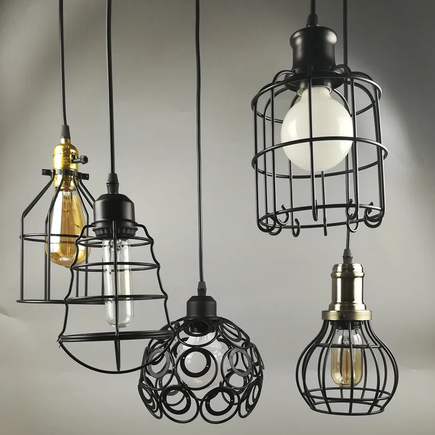 

Retro Indoor Lighting Vintage Pendant Light LED Bulb Iron Metal Lampshade Warehouse Style Decoration Light Fixture AC110-265V