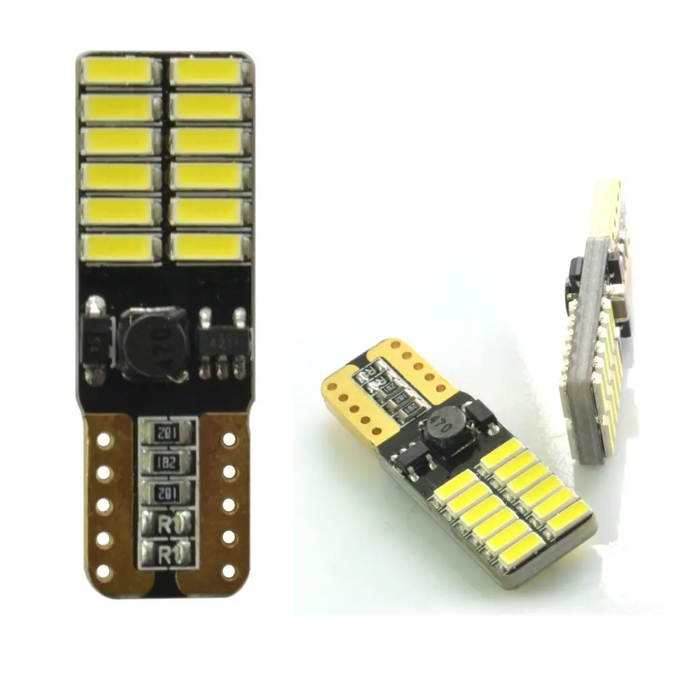 

4 шт., белые светодиодные лампы T10 24-SMD 3014 для W5W 194 168 2825