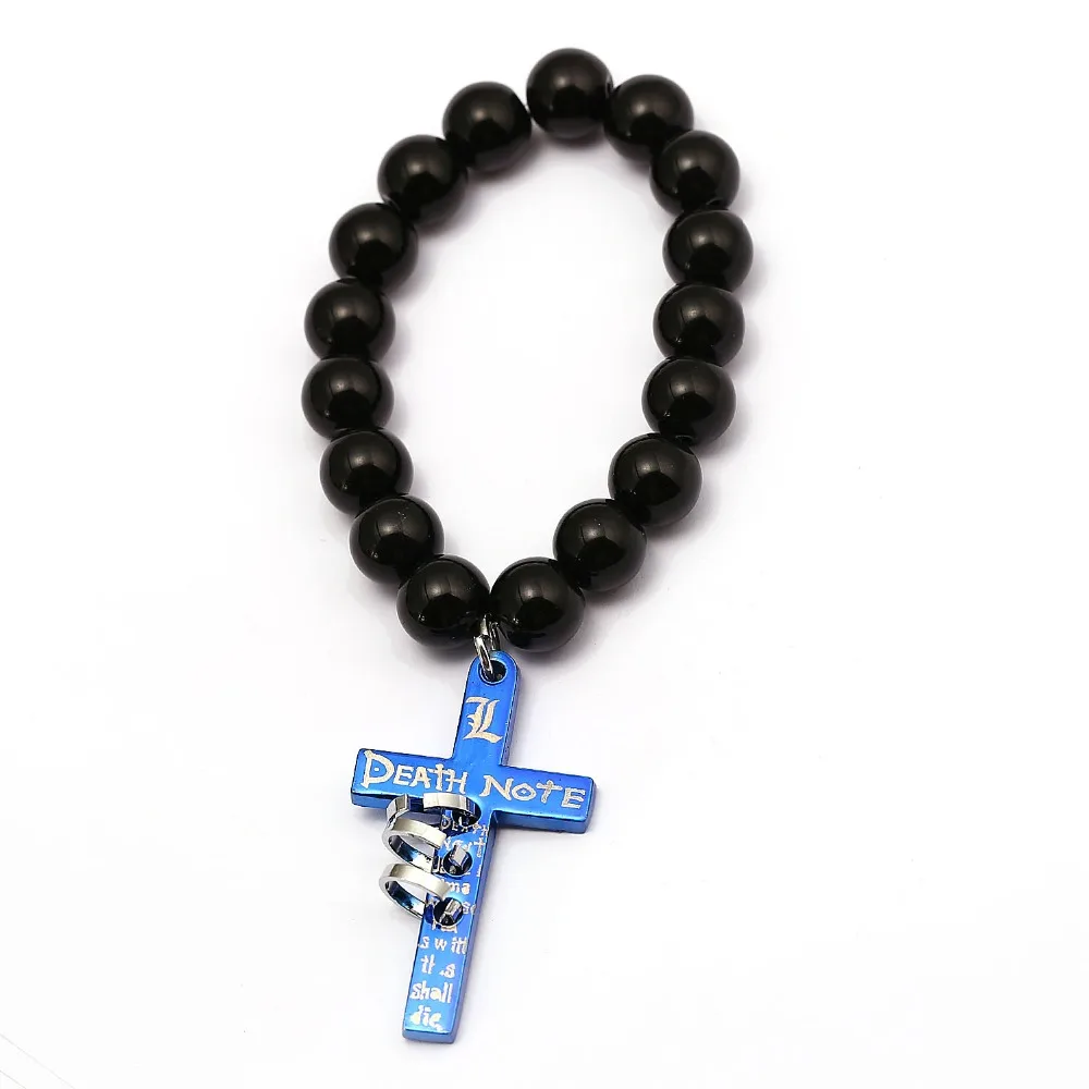 Аниме Death Note черный Золотой металлический браслет натуральный Лава Рок Браслеты