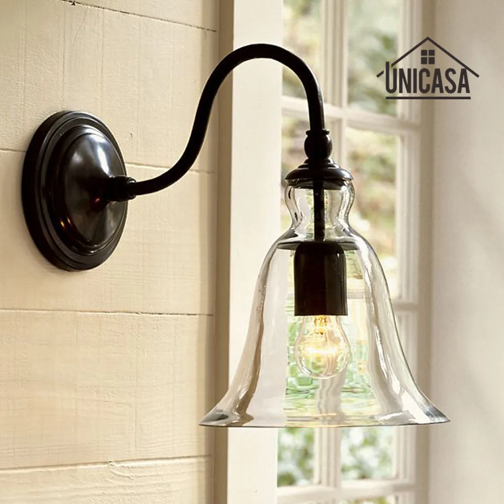 Swing Arm Wall Mounted Modern Indoor Lights Bathroom Kitchen Antique Sconce Hotel Industrial Lighting Black Lamp Clear Glass