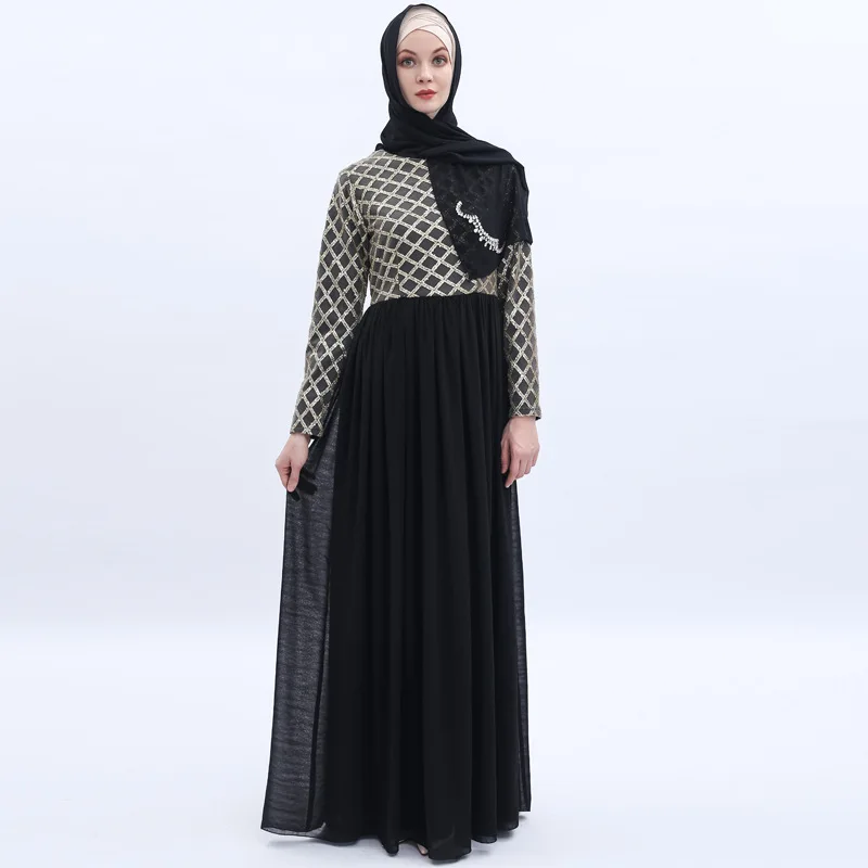 Роскошные мусульманские кружево вышивка Bronzing Абая длинные платья кардиган KimonoLong халаты Jubah Ближний Восток ИД Рамадан Исламская