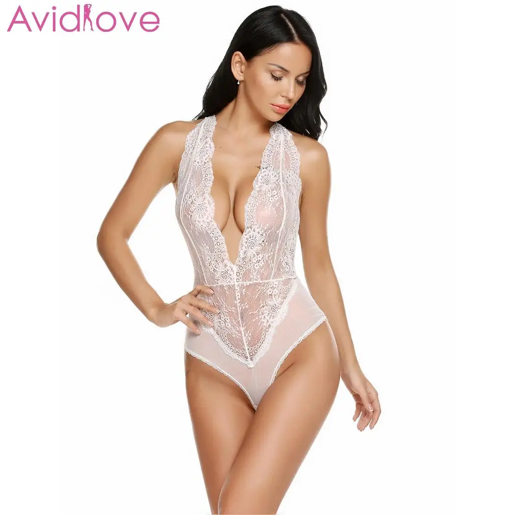Purple Avidlove, женское сексуальное белье, горячее, эротическое, кружевное, глубокий v-образный вырез, Тедди, сексуальное, эротическое нижнее белье, нижнее белье, большой размер, сексуальный костюм, боди - Цвет: Purple