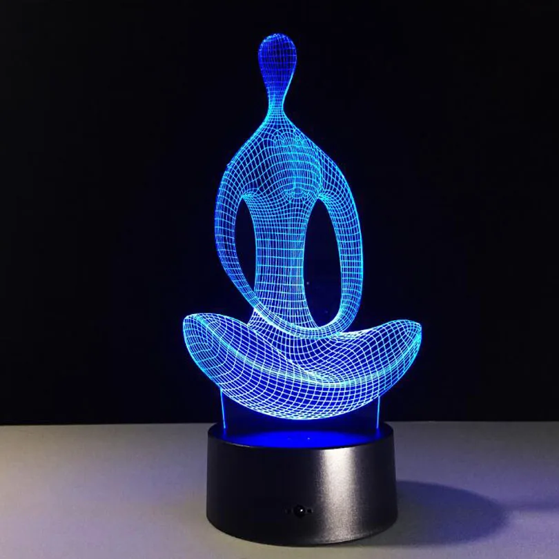 3D светильник для медитации йоги цветной светодиодный ночник креативный USB