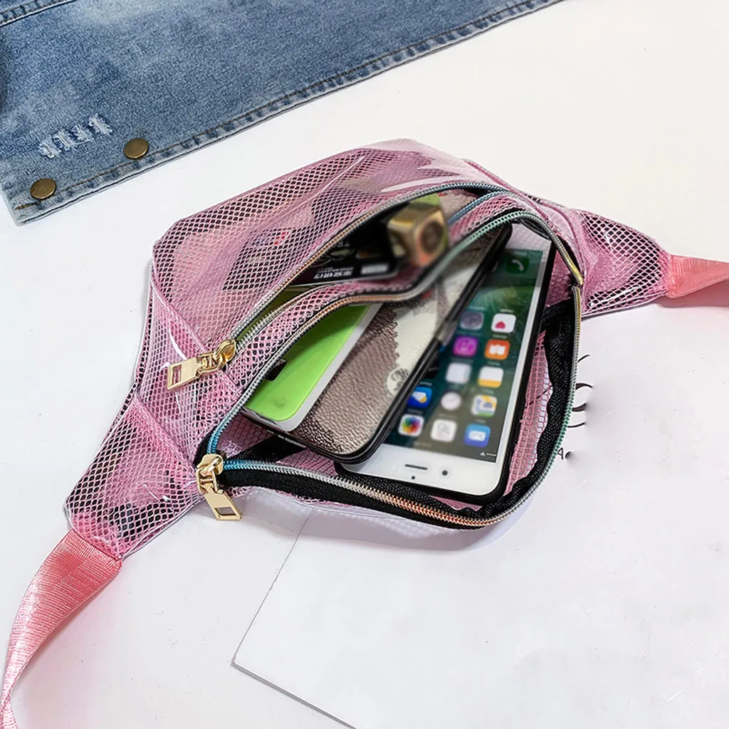 Женская Мужская сумка с прозрачными сетчатыми карманами banano de cintura fanny packs
