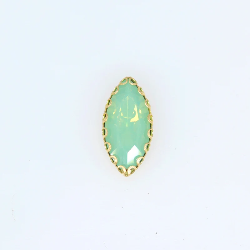 green opal Новое поступление! Все размеры, конский глаз, плоская задняя сторона, Швейные Хрустальные стеклянные камни, пришитые стразы, 4 отверстия, кружевные украшения для одежды - Цвет: green opal