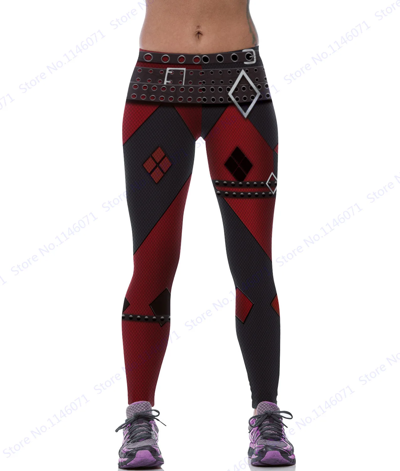 Red Harleen Quinzel Power Flex Yoga Leggings Batman Harley Quinn Fitness Gym Workout Running Tights Sexy Slim Skinny Pants Woman | Спорт и