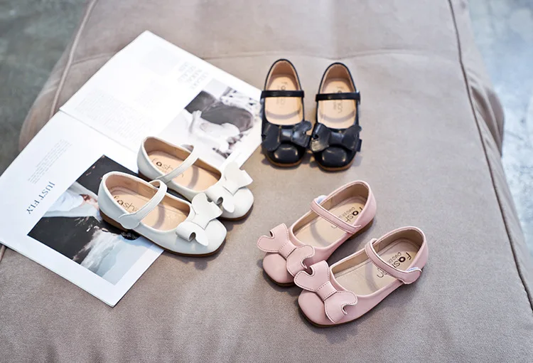 

Girls leather shoes spring/autumn child fashion soft bottom casual bow kids shoes children girls shallow mouth princess shoes