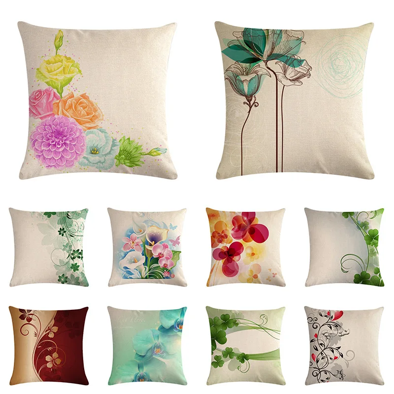 Зеленый Абстрактный Цветочный узор хлопковый льняной Чехол на подушку домашнее