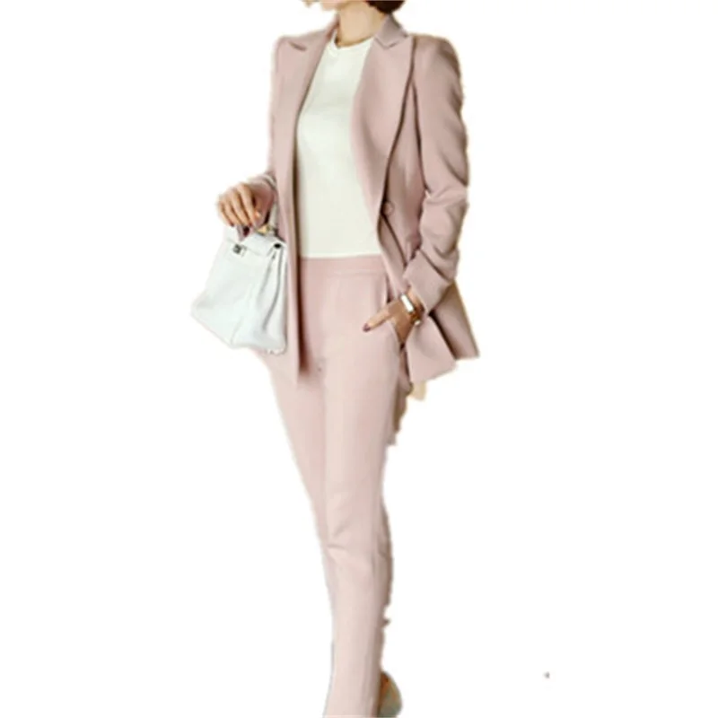 Spring and autumn and winter women's new fashion slim Korean  suit Joker long-sleeved suit jacket nine / pants two-piece suit