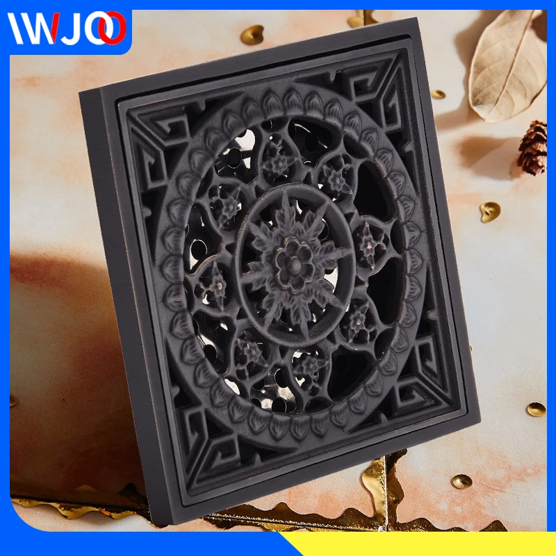 Слив для пола черная латунная сливная панель ванной комнаты слив защита от