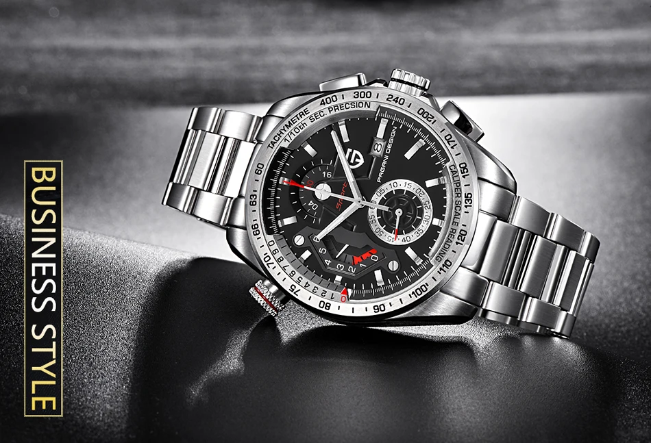 PAGANI Дизайн водонепроницаемый наружный календарь Хронограф Спортивные кожа и нержавеющая сталь кварцевые мужские часы Relogio Masculino