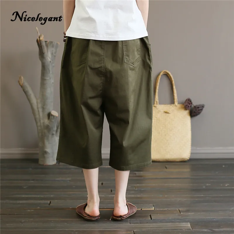 Новинка женские штаны с нашивками повседневные 2019 летние Карманы модные в стиле