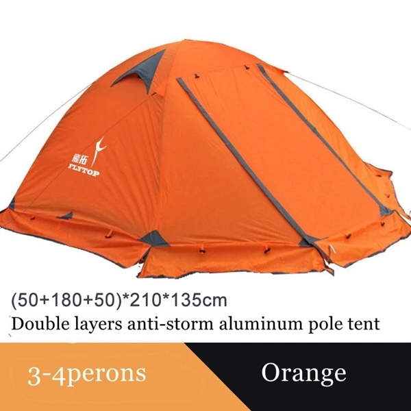 orange 3persons Flytop палатка для кемпинга на открытом воздухе 2 человека или 3perons двухслойный алюминиевый полюс анти снег уличная семейная палатка со снежной юбкой - Цвет: orange 3persons