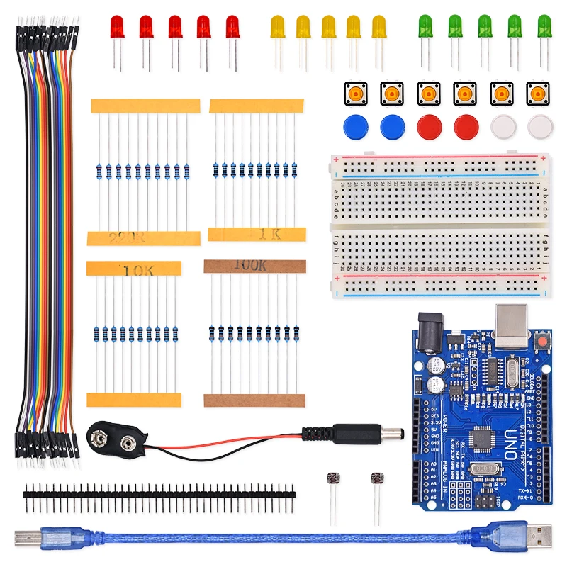 Стартовый Комплект UNO R3 макетная светодиодный плата светодиодная Кнопка