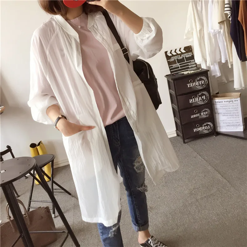 Солнцезащитный шифон бейсбольная форма воротник три четверти женские тренчи