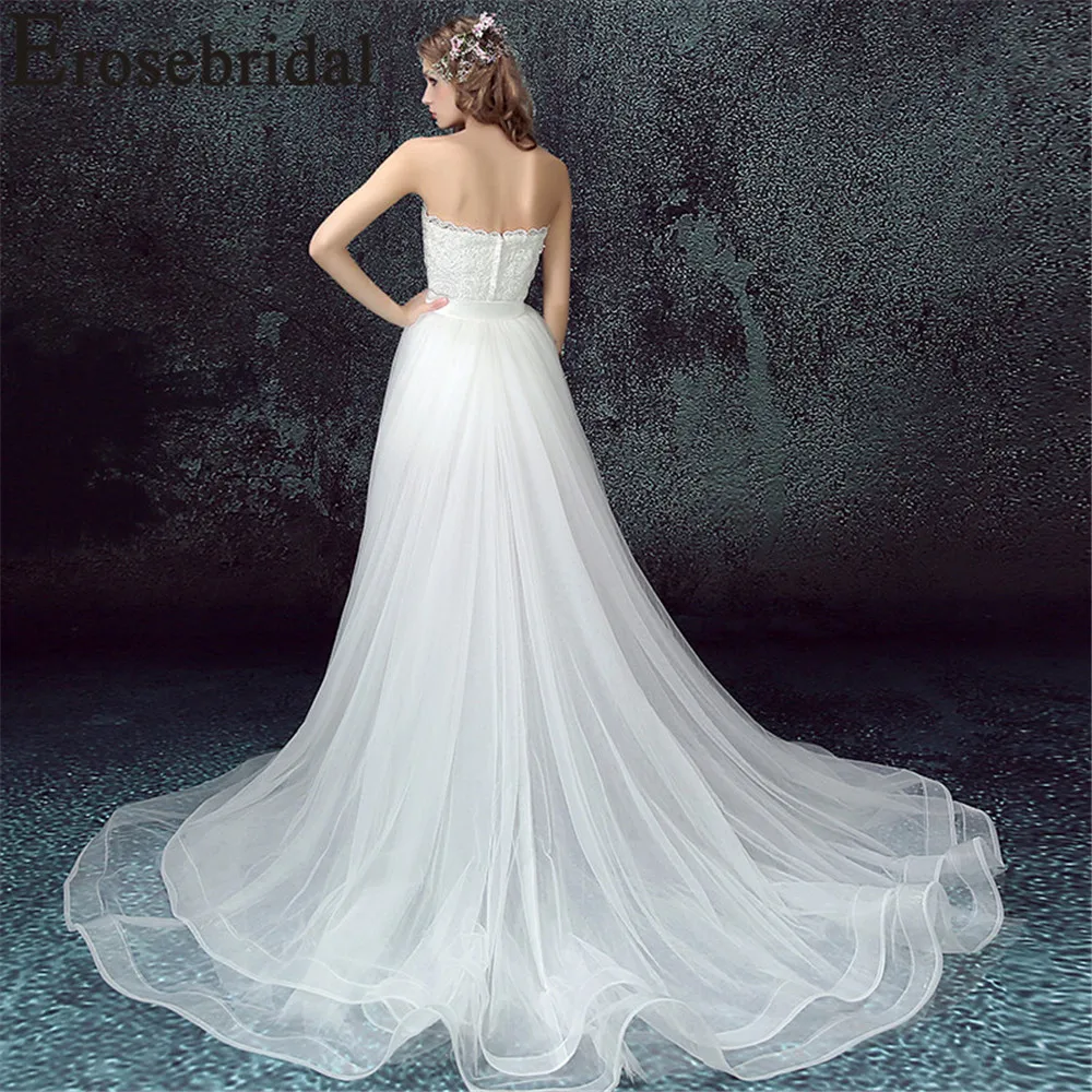 Женское Короткое платье без бретелек Erosebridal простое пляжное свадебное со съемным