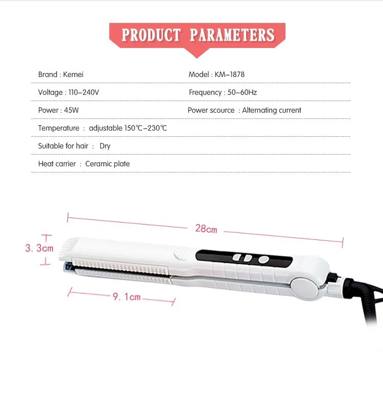 Kemei Professional Flat Irons Hair Straightener Curling Styling Tools Corn Splint Ionic 3 In 1 Straightening | Красота и здоровье