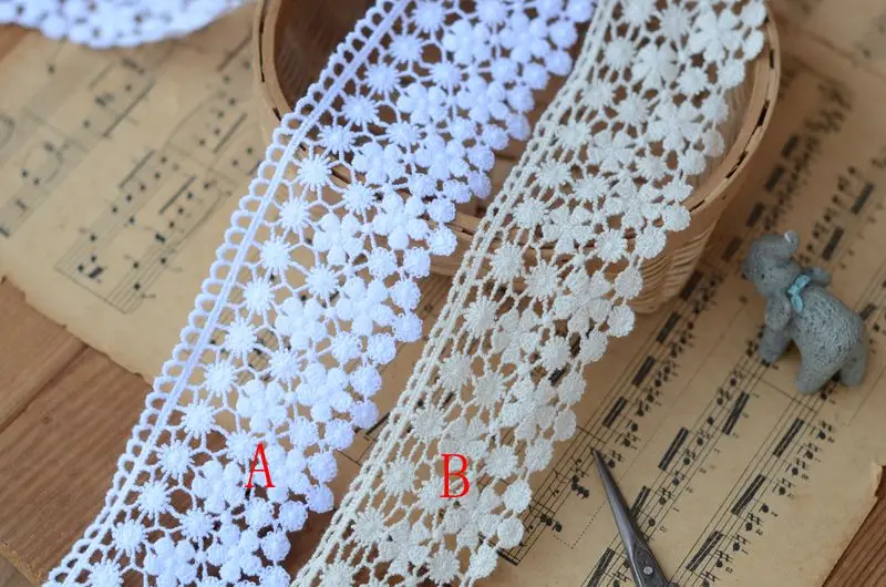 Hot sale Edge accessories beige white soluble cotton lace embroidery flowers H0501 | Дом и сад