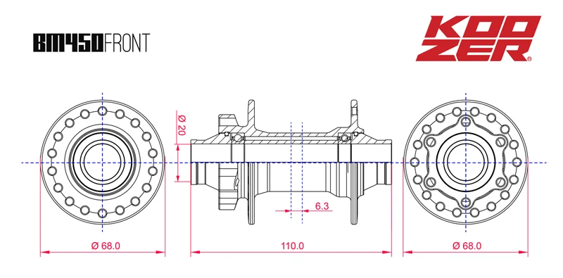 KOOZER новые BM450 32H отверстия велосипедные ступицы переднего колеса 2 герметичные подшипники ступицы FR/AM/DH MTB горные велосипедные ступицы 110*20 мм