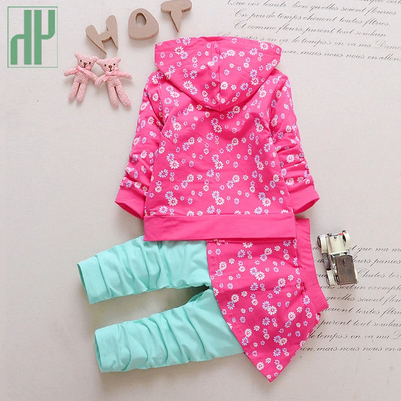 HH/комплект с длинными рукавами для девочек детская одежда цветочным принтом